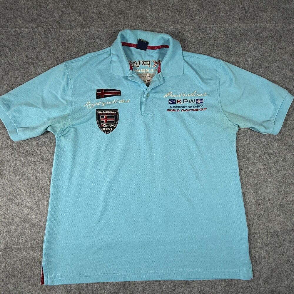 Paul & Shark Yachting Polo Shirt Mens Large Embroidered Patch Short Sleeve